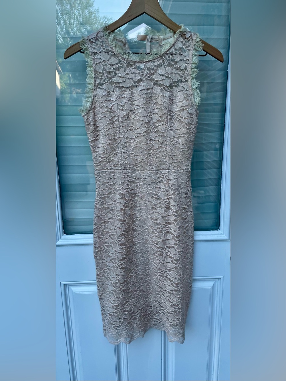 Altar'd State Nude Lace Sheath Midi Dress